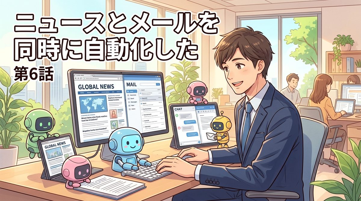 ニュースとメールを同時に自動化した