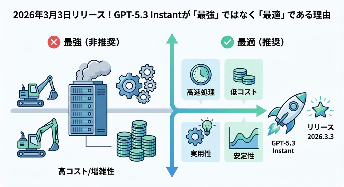 図解：2026年3月3日リリース！GPT-5.3 Instantが「最強」ではなく「最適」である理由