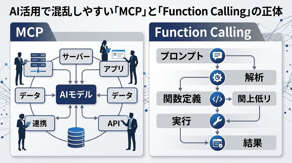 図解：AI活用で混乱しやすい「MCP」と「Function Calling」の正体