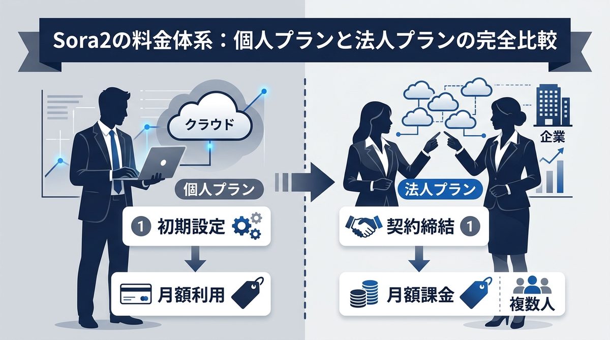 図解：Sora2の料金体系：個人プランと法人プランの完全比較