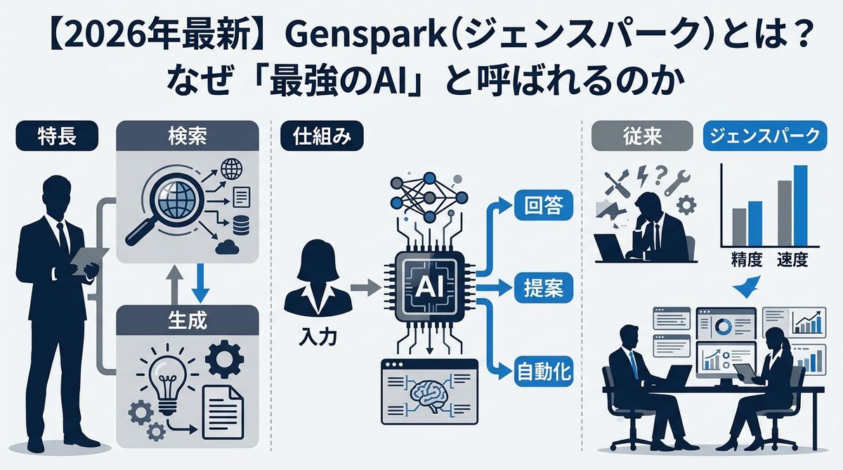 図解:【2026年最新】Genspark(ジェンスパーク)とは?なぜ「最強のAI」と呼ばれるのか