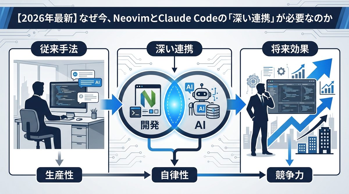 図解：【2026年最新】なぜ今、NeovimとClaude Codeの「深い連携」が必要なのか