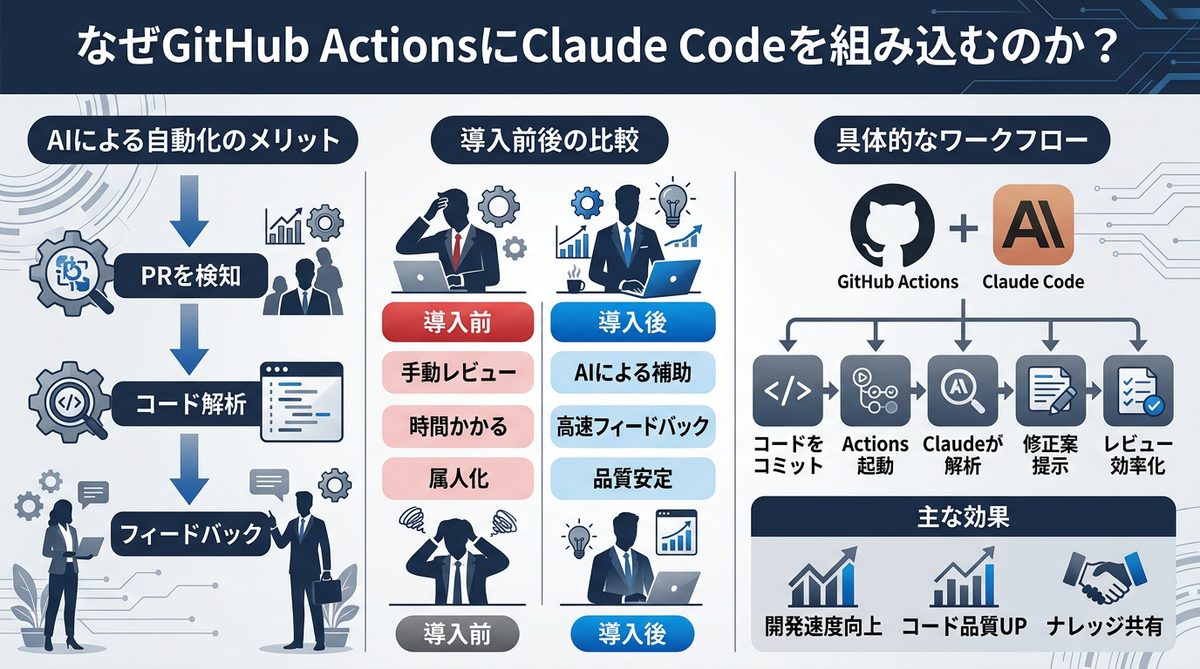 図解:なぜGitHub ActionsにClaude Codeを組み込むのか?