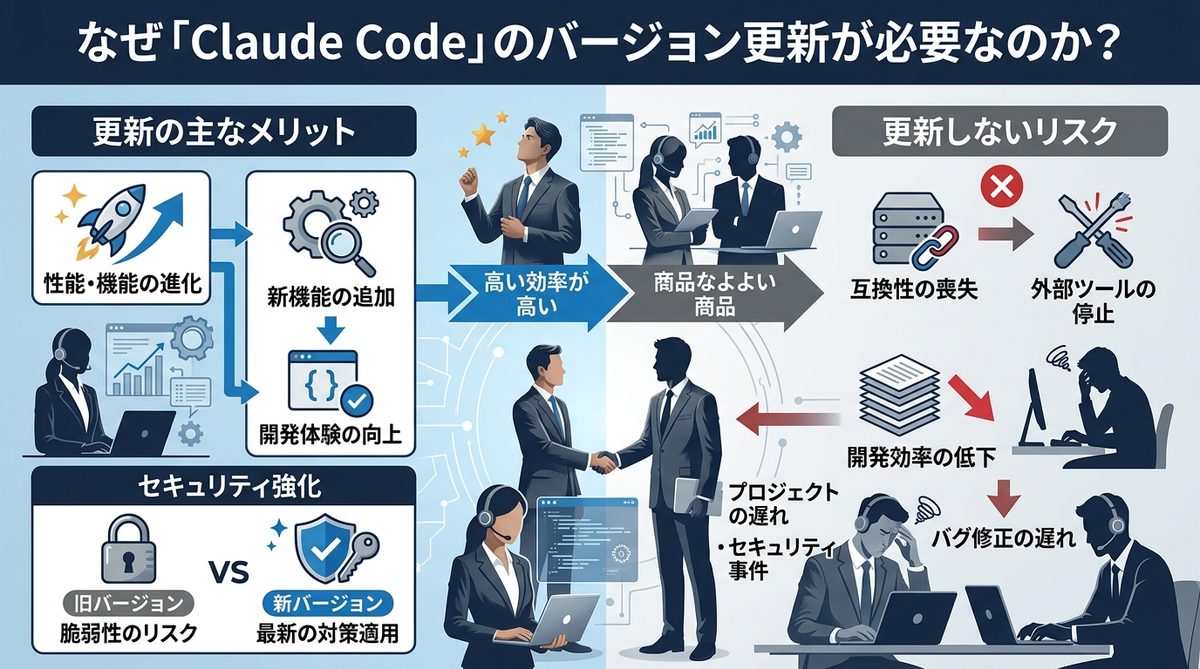 図解:なぜ「Claude Code」のバージョン更新が必要なのか?