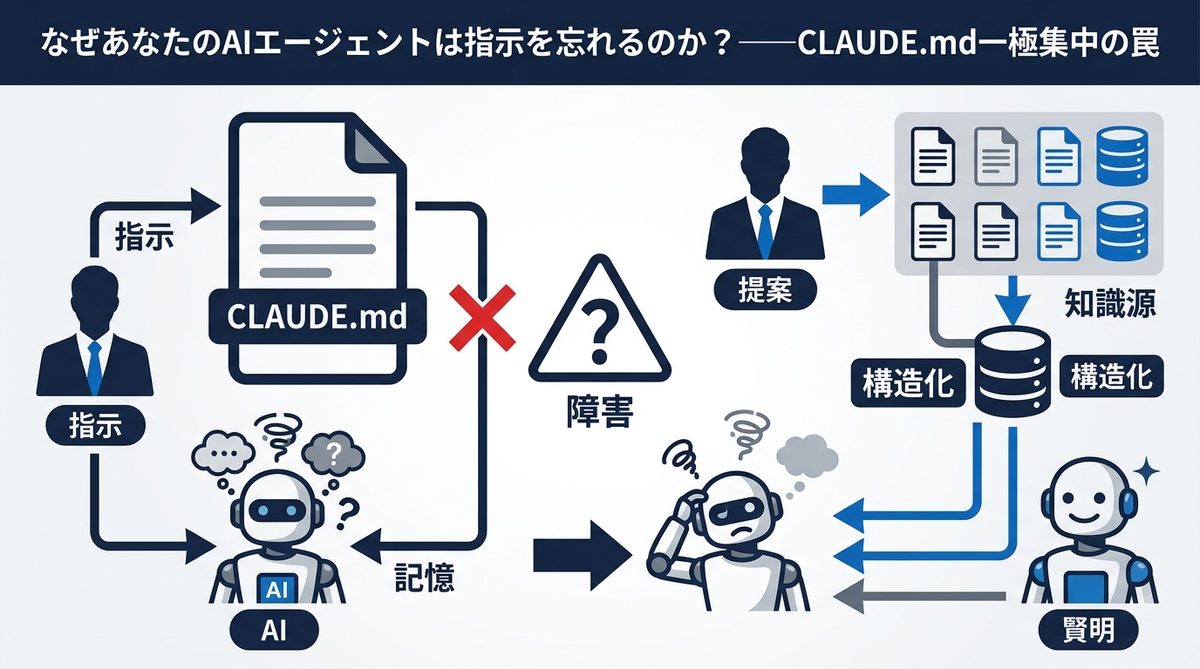 図解:なぜあなたのAIエージェントは指示を忘れるのか?――CLAUDE.md一極集中の罠
