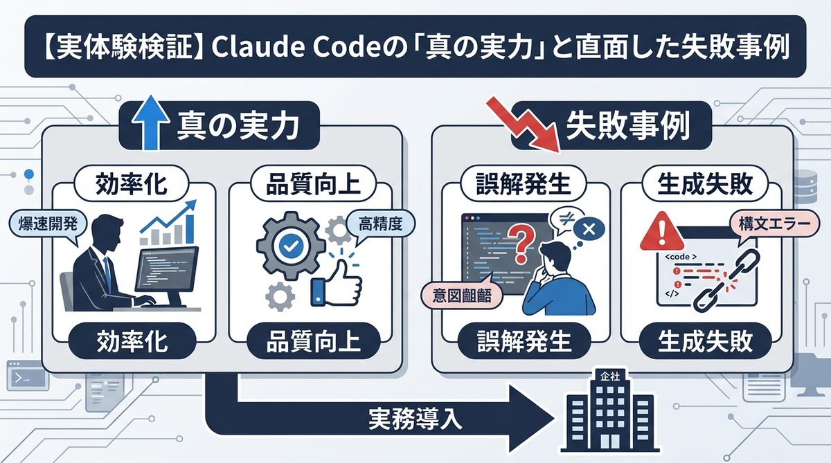 図解:【実体験検証】Claude Codeの「真の実力」と直面した失敗事例