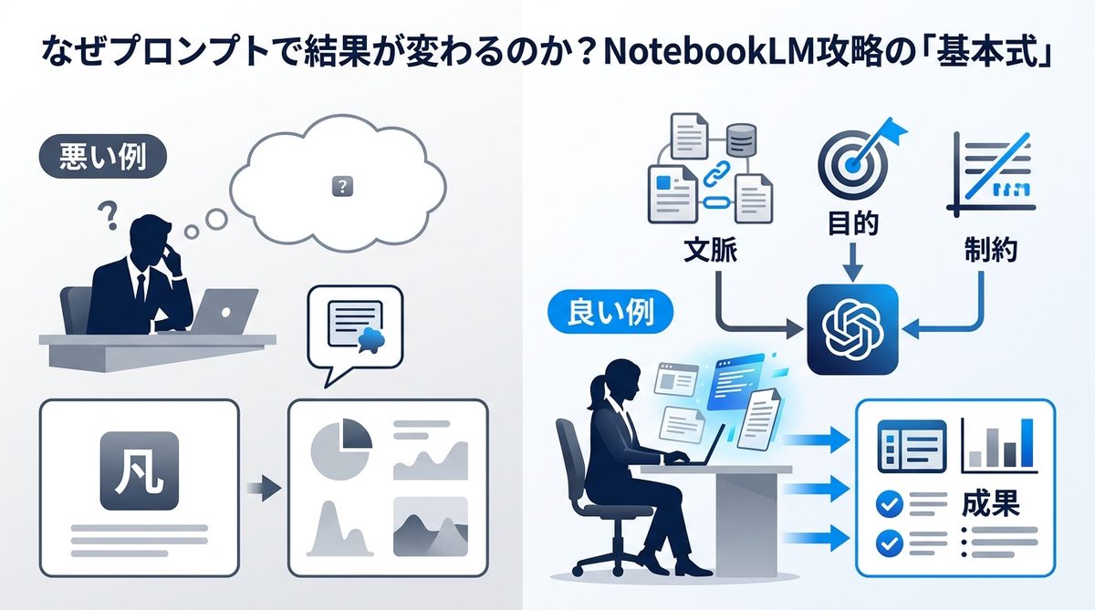 図解：なぜプロンプトで結果が変わるのか？NotebookLM攻略の「基本式」