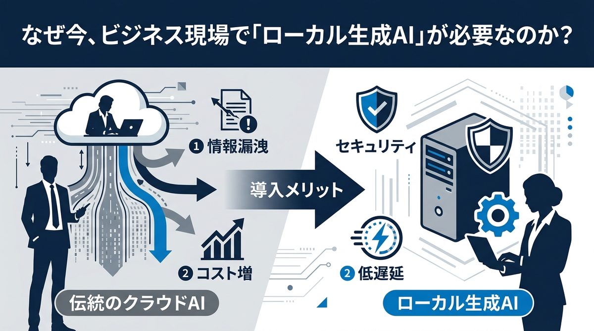 図解：なぜ今、ビジネス現場で「ローカル生成AI」が必要なのか？
