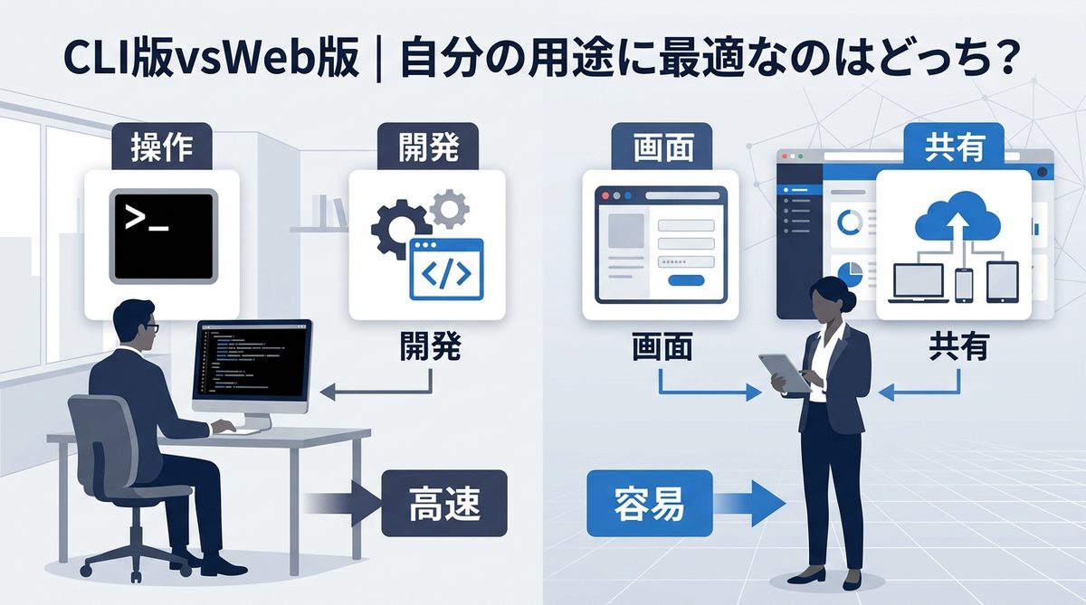 図解：CLI版vsWeb版｜自分の用途に最適なのはどっち？