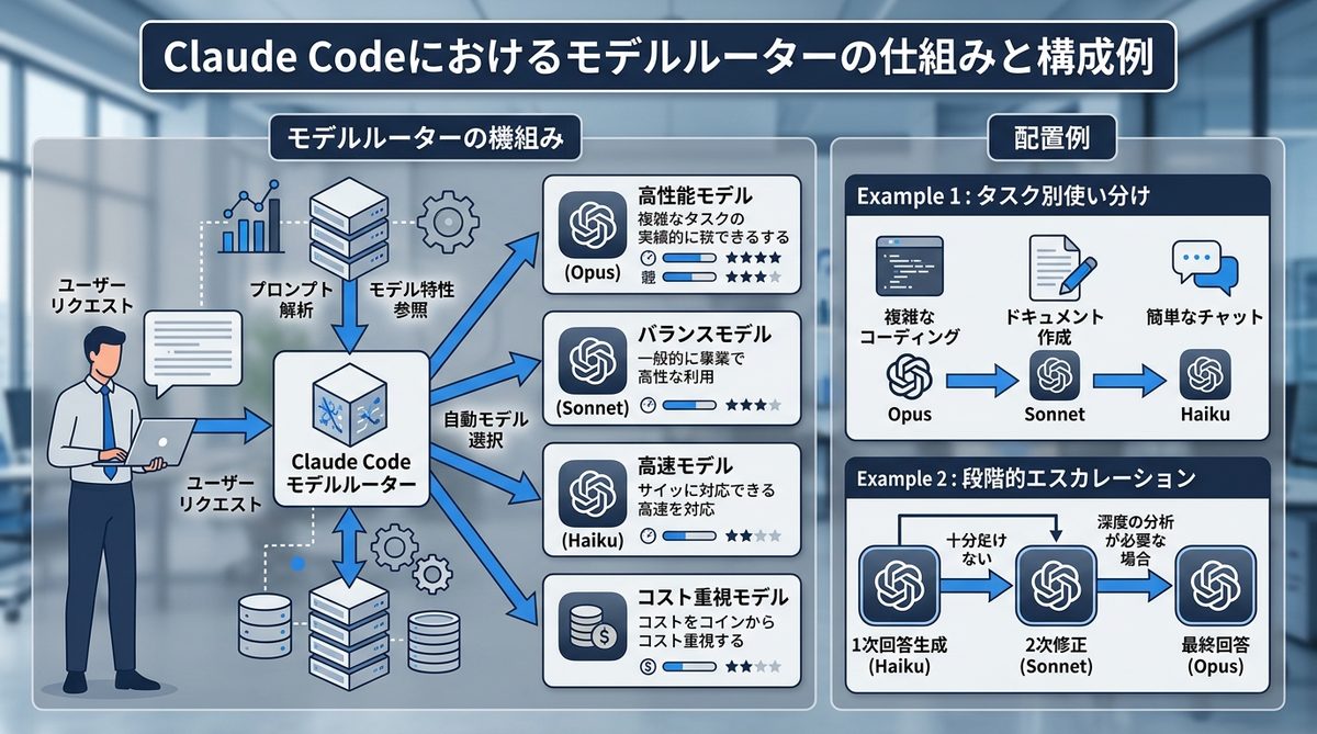 図解：Claude Codeにおけるモデルルーターの仕組みと構成例