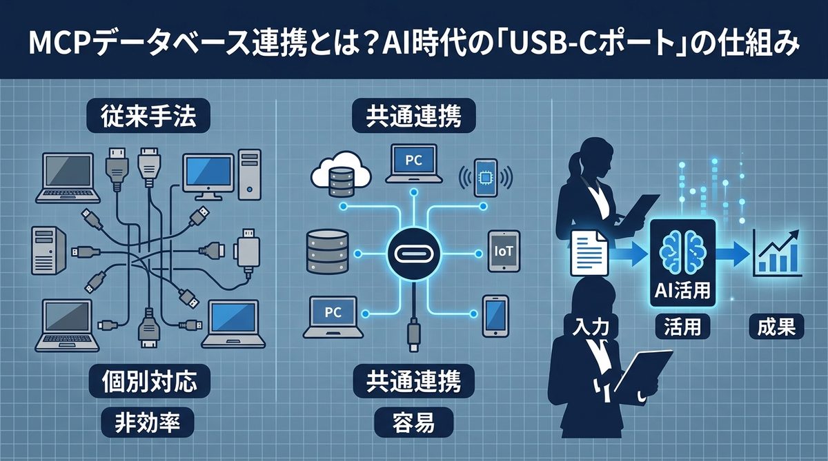 図解：MCPデータベース連携とは？AI時代の「USB-Cポート」の仕組み