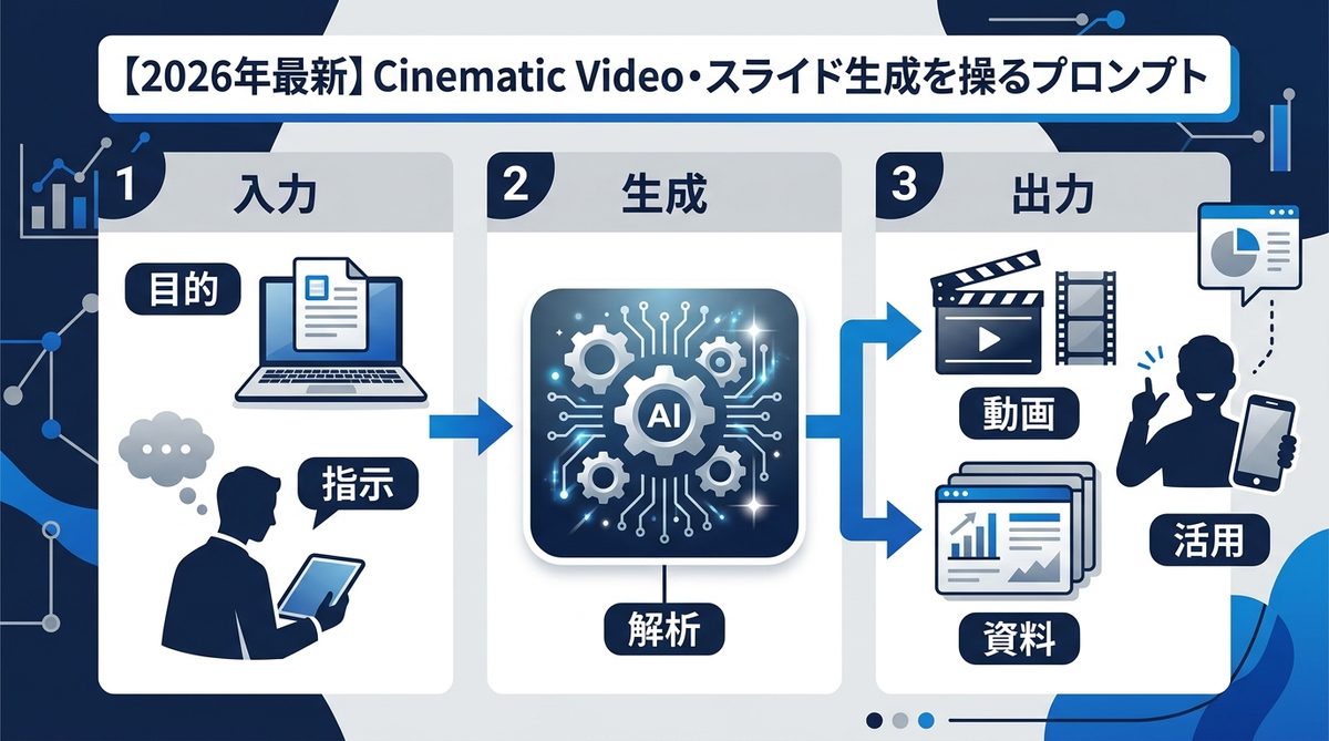 図解：【2026年最新】Cinematic Video・スライド生成を操るプロンプト