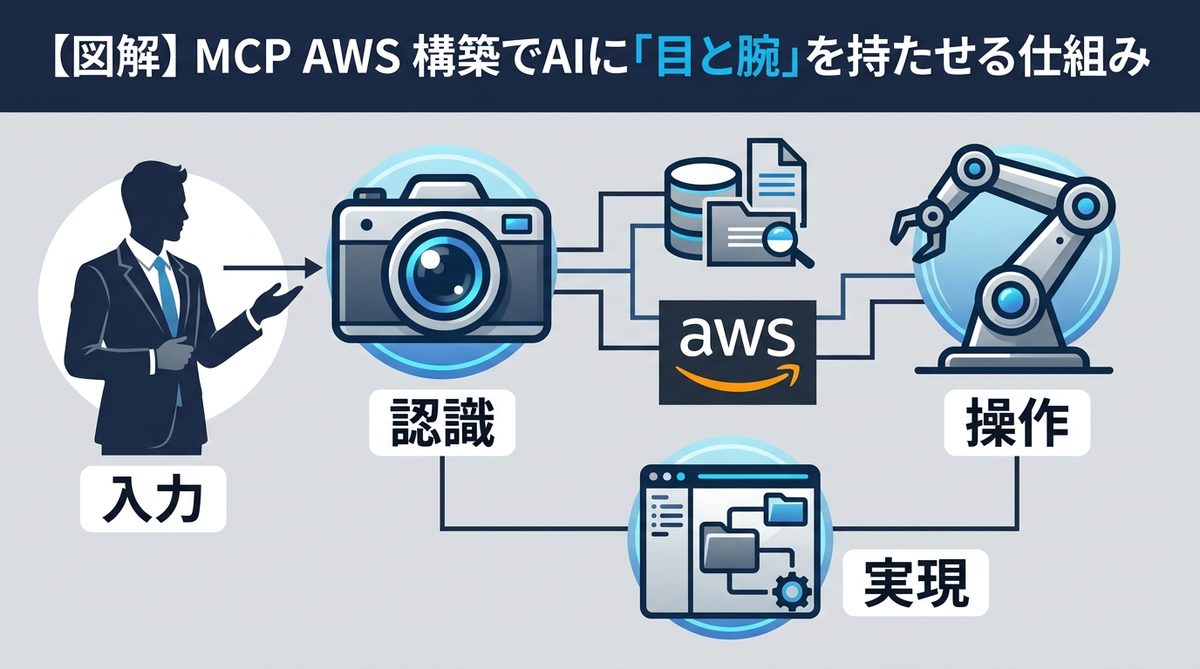 図解：【図解】MCP AWS 構築でAIに「目と腕」を持たせる仕組み
