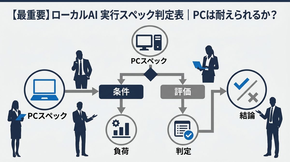 図解：【最重要】ローカルAI 実行スペック判定表｜PCは耐えられるか？