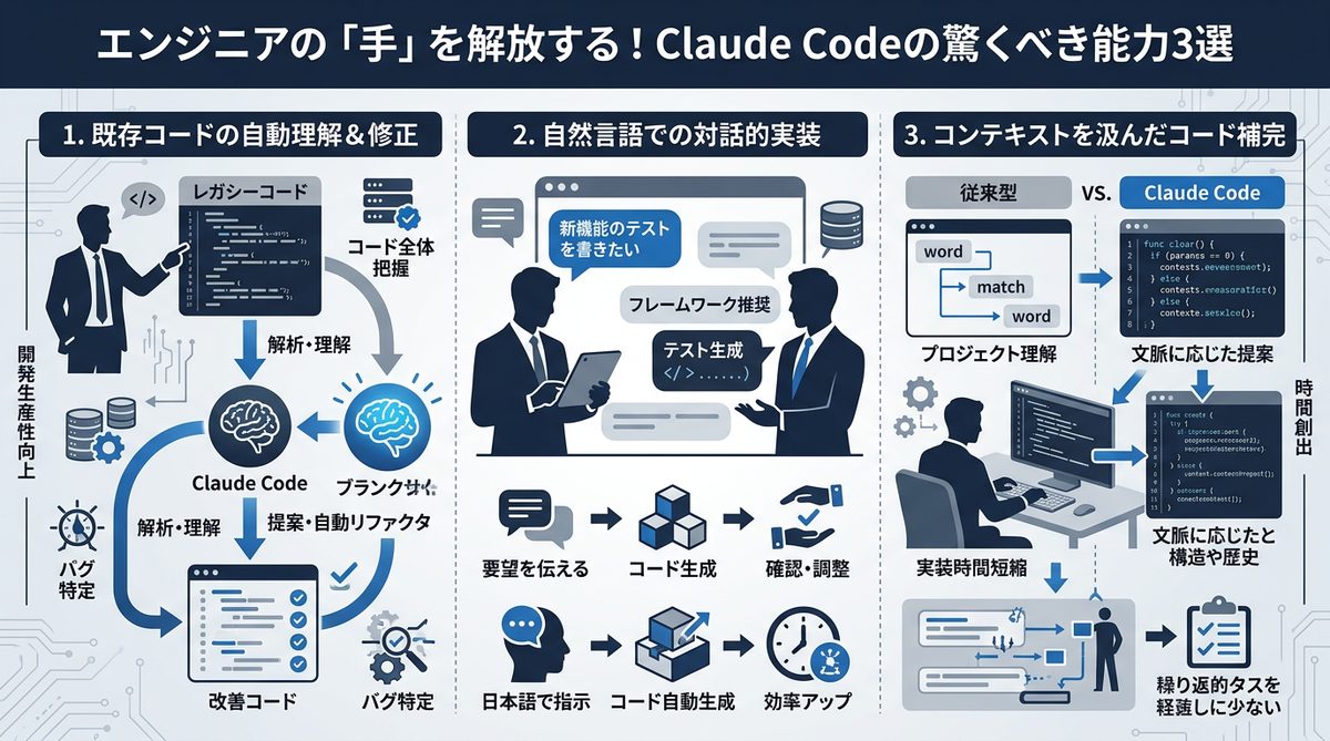 図解：エンジニアの「手」を解放する！Claude Codeの驚くべき能力3選
