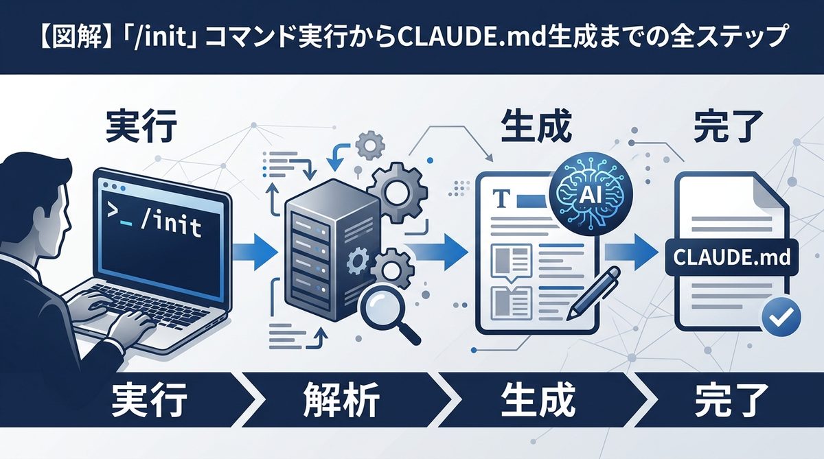 図解：【図解】「/init」コマンド実行からCLAUDE.md生成までの全ステップ
