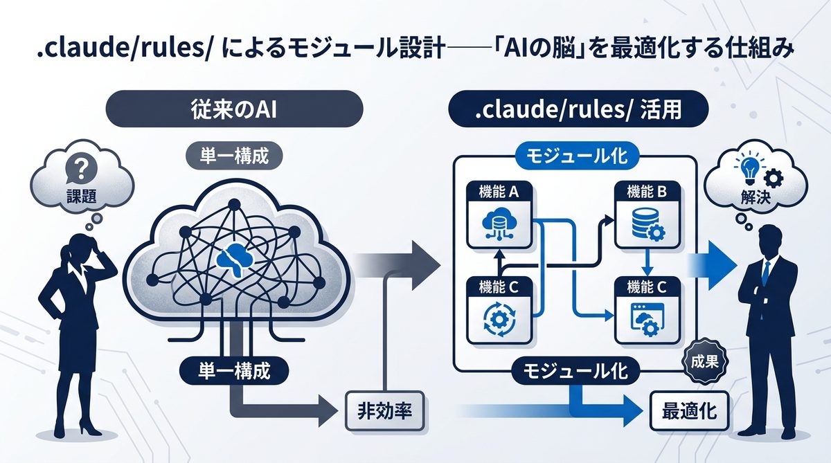 図解:.claude/rules/ によるモジュール設計――「AIの脳」を最適化する仕組み