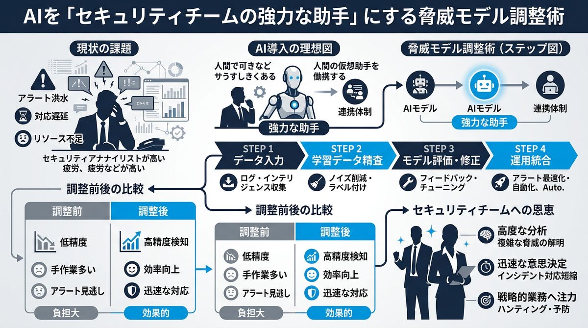図解：AIを「セキュリティチームの強力な助手」にする脅威モデル調整術