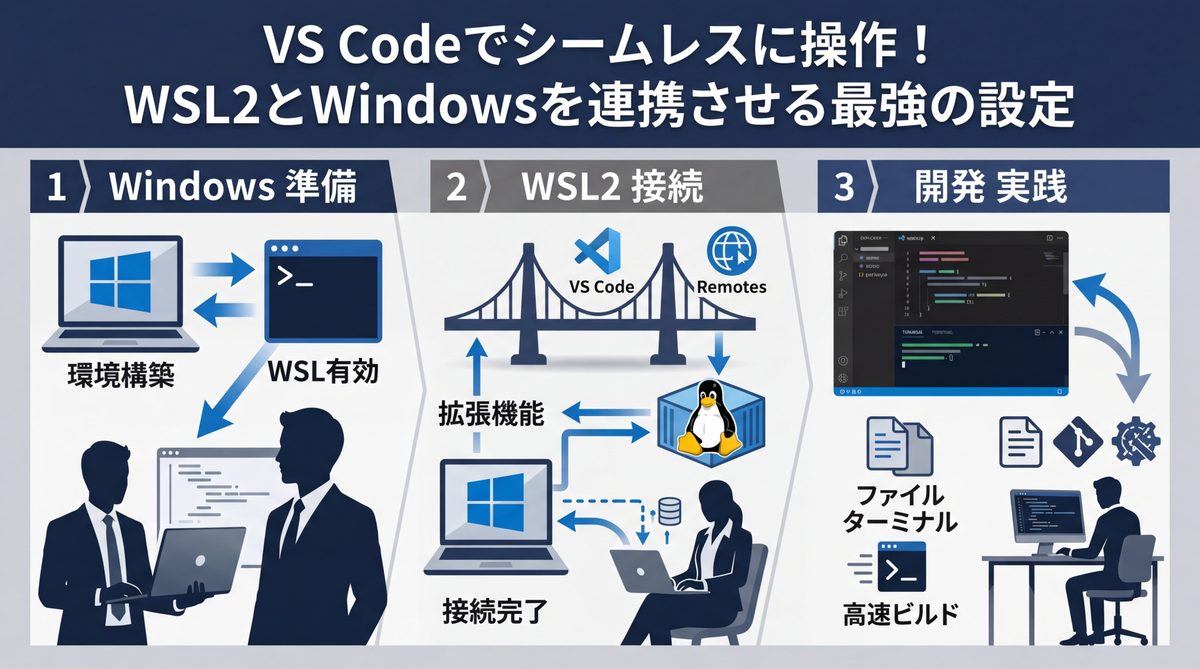 図解：VS Codeでシームレスに操作！WSL2とWindowsを連携させる最強の設定