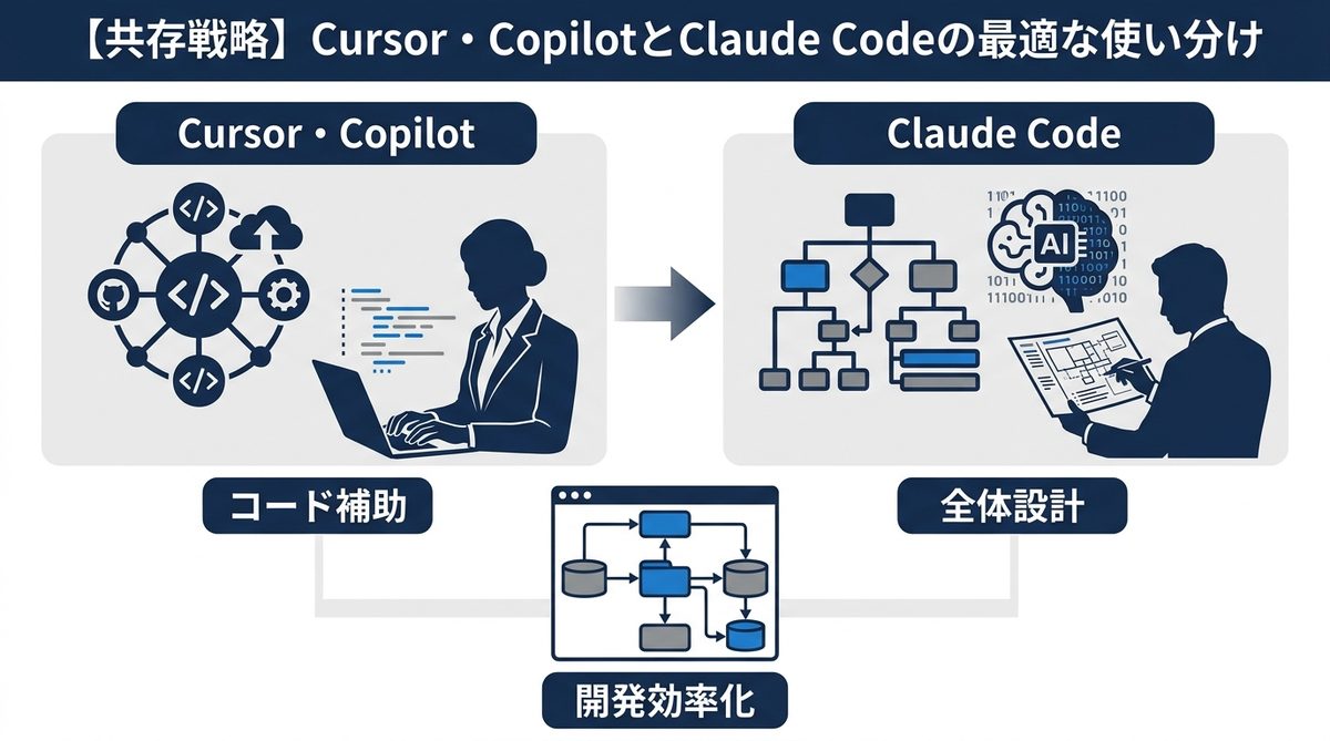 図解:【共存戦略】Cursor・CopilotとClaude Codeの最適な使い分け