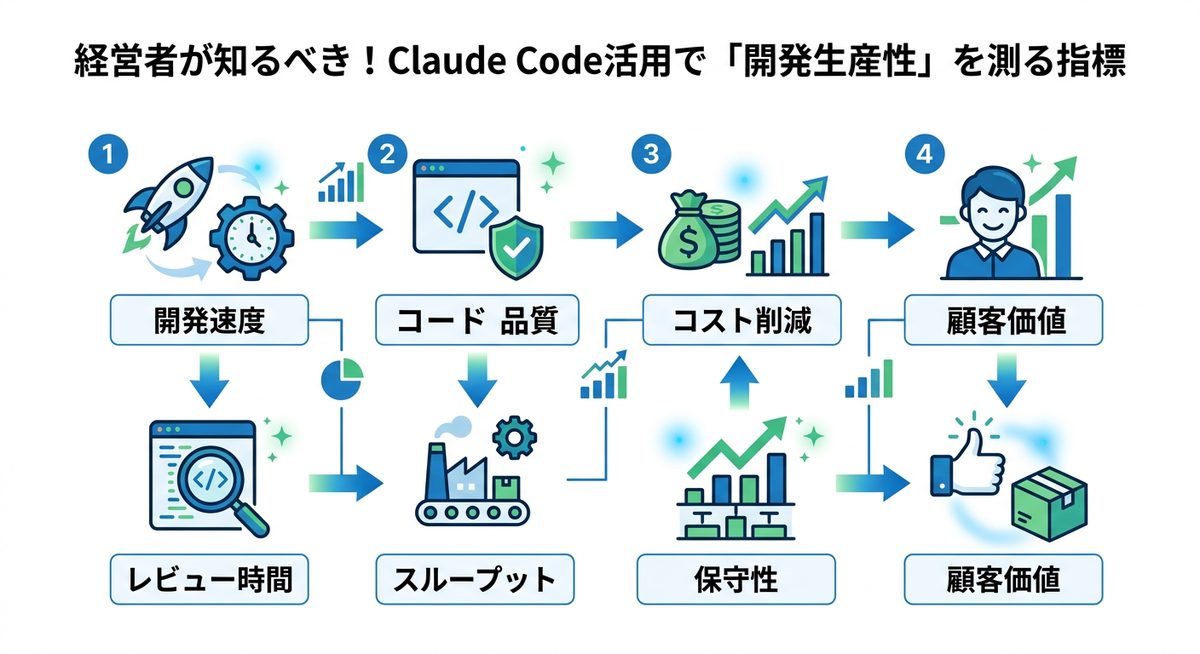 図解：経営者が知るべき！Claude Code活用で「開発生産性」を測る指標