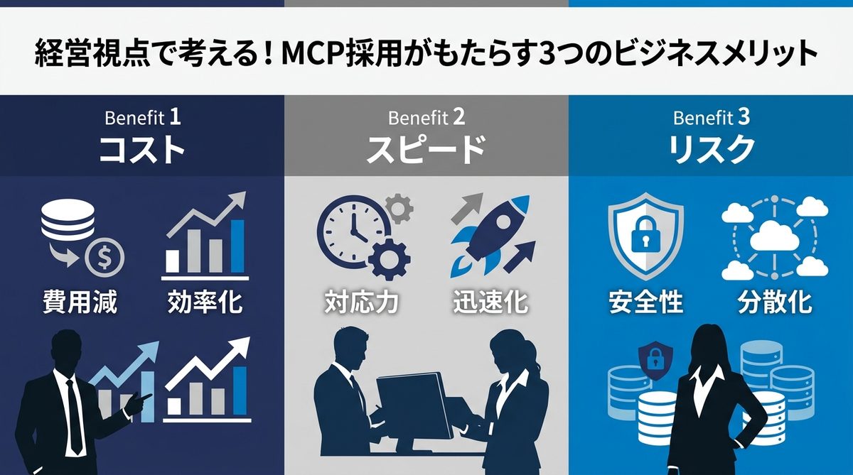 図解：経営視点で考える！MCP採用がもたらす3つのビジネスメリット