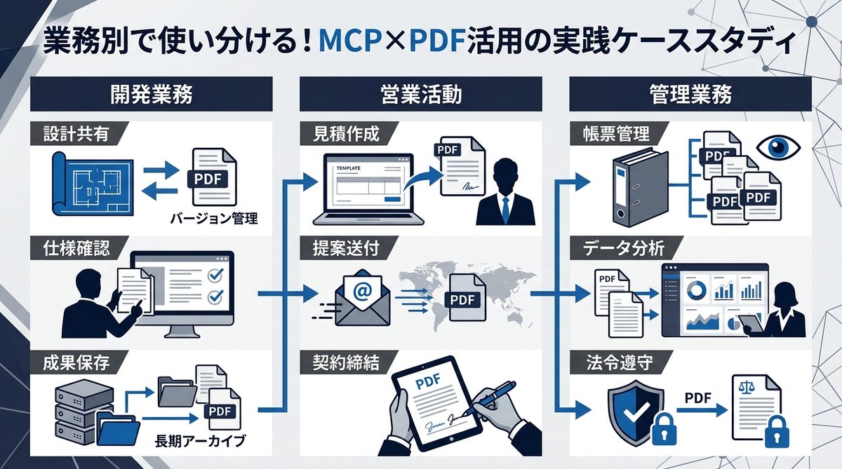 図解:業務別で使い分ける!MCP×PDF活用の実践ケーススタディ