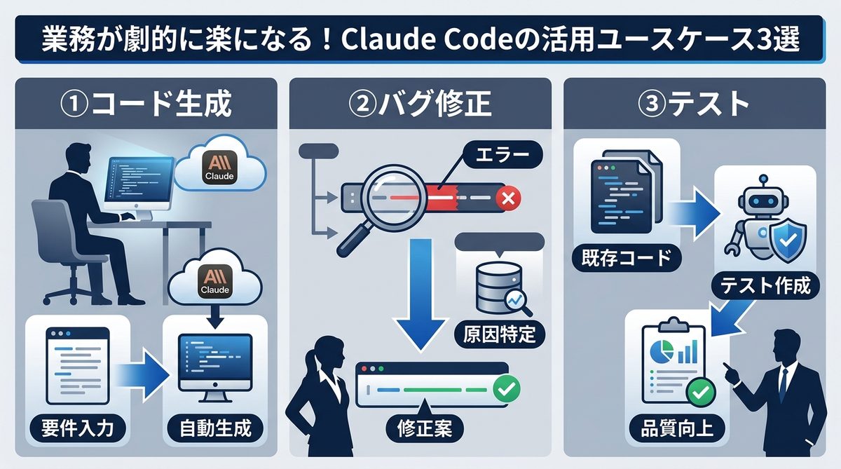 図解：業務が劇的に楽になる！Claude Codeの活用ユースケース3選
