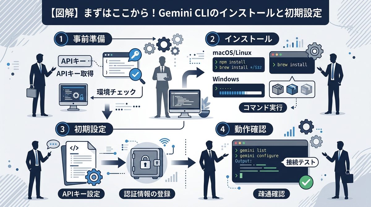 図解：【図解】まずはここから！Gemini CLIのインストールと初期設定