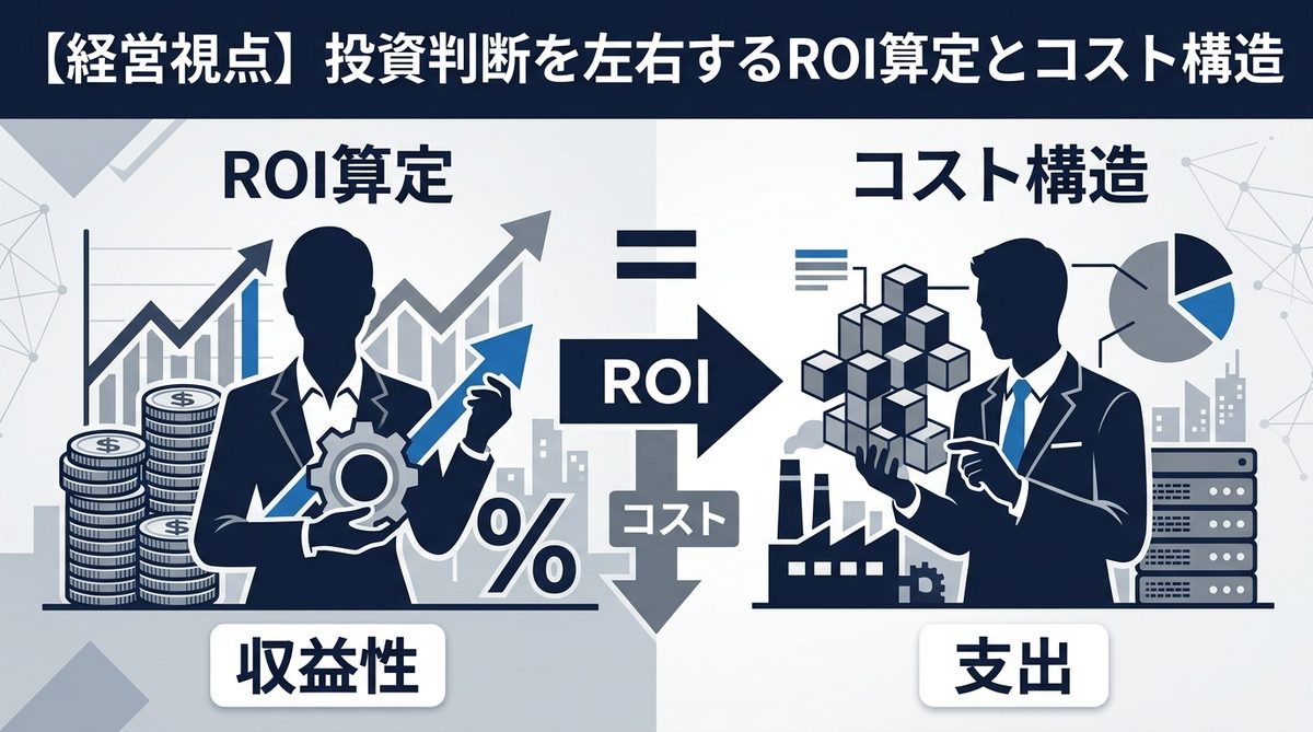 図解：【経営視点】投資判断を左右するROI算定とコスト構造