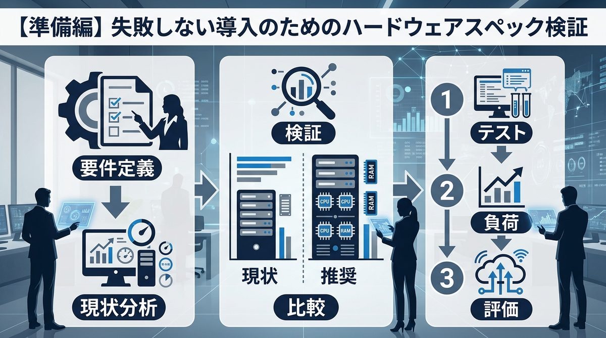 図解：【準備編】失敗しない導入のためのハードウェアスペック検証