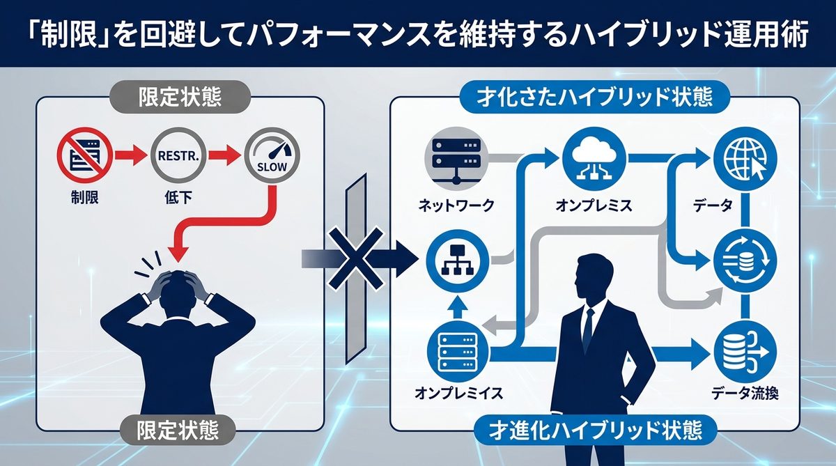図解:「制限」を回避してパフォーマンスを維持するハイブリッド運用術