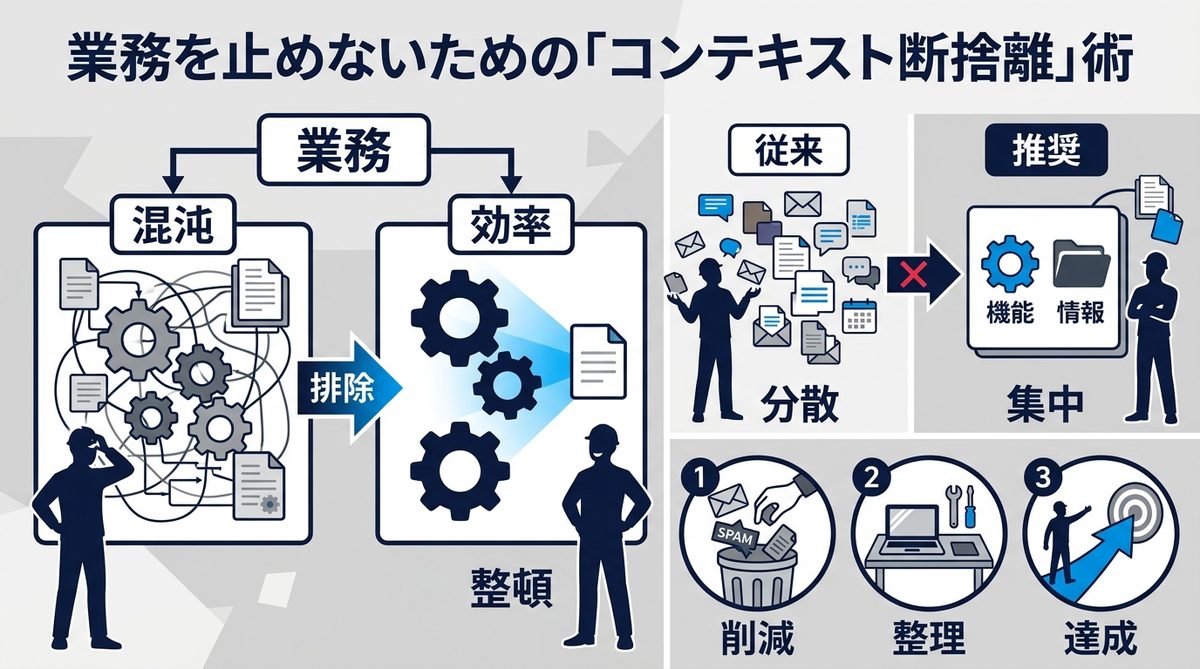 図解：業務を止めないための「コンテキスト断捨離」術