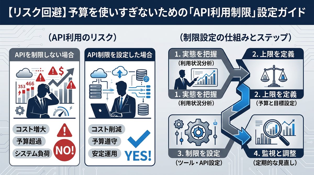 図解:【リスク回避】予算を使いすぎないための「API利用制限」設定ガイド