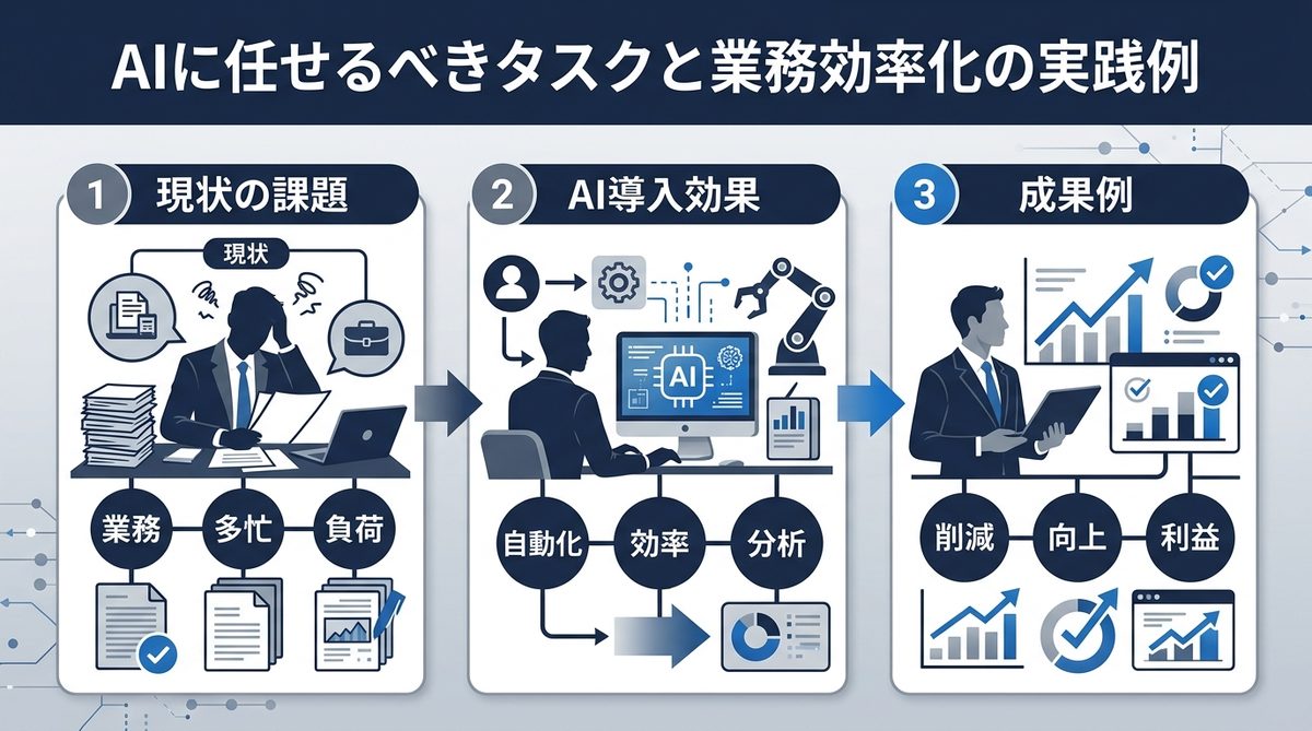 図解:AIに任せるべきタスクと業務効率化の実践例