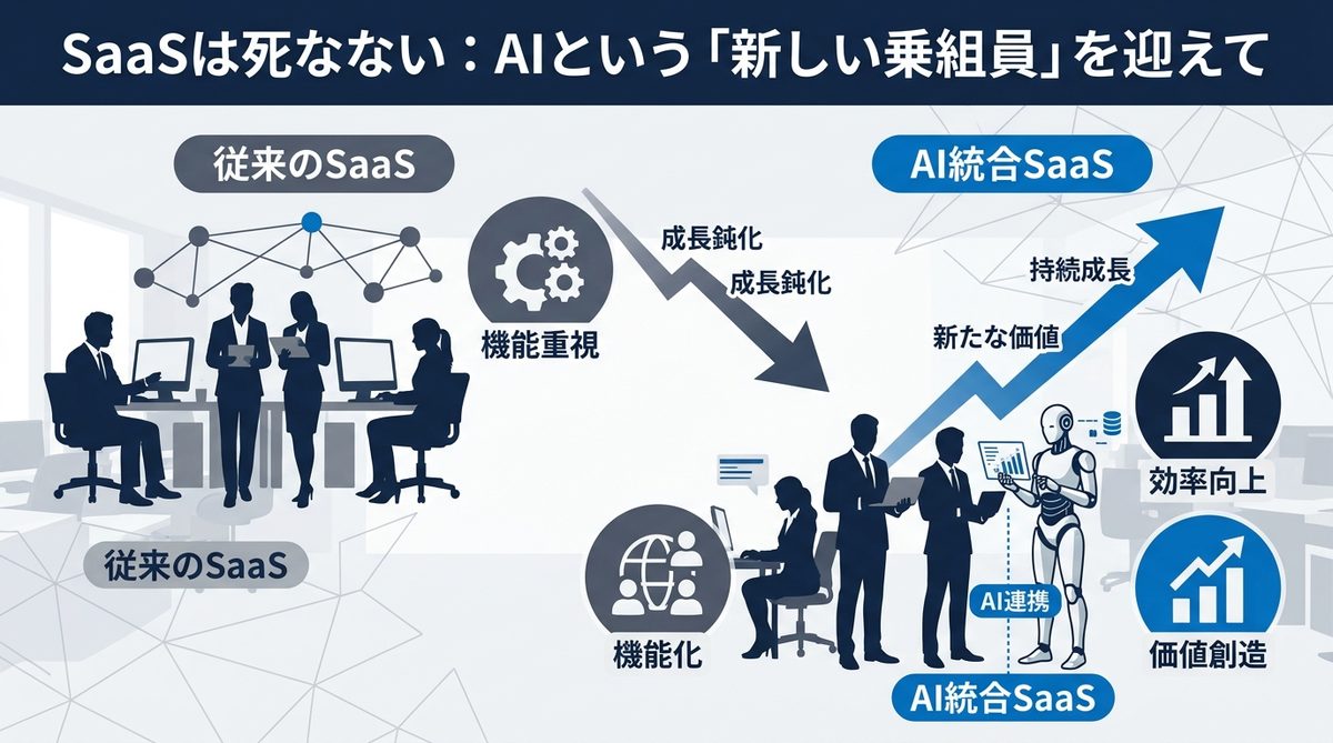 図解:SaaSは死なない:AIという「新しい乗組員」を迎えて