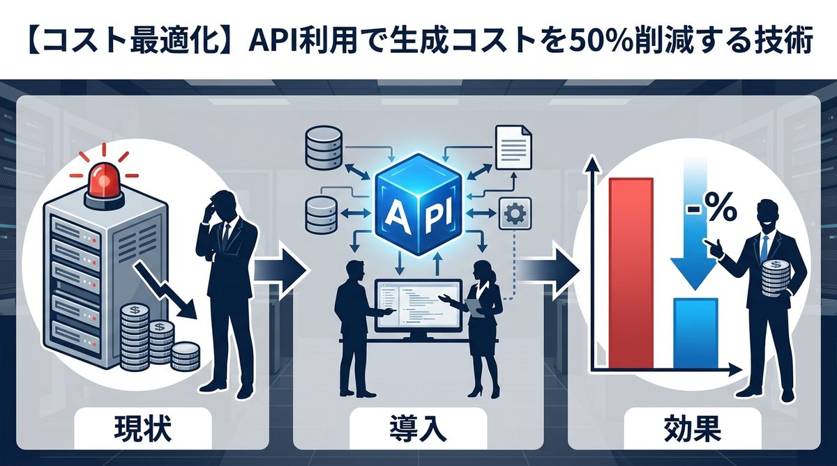 図解：【コスト最適化】API利用で生成コストを50%削減する技術