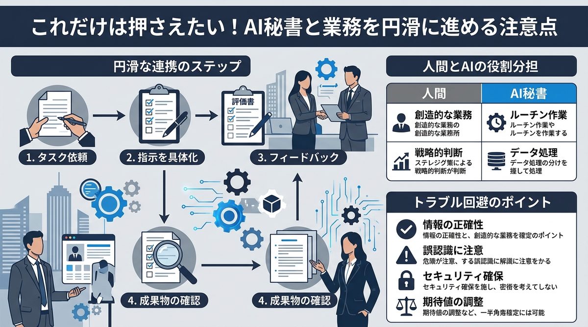 図解:これだけは押さえたい!AI秘書と業務を円滑に進める注意点