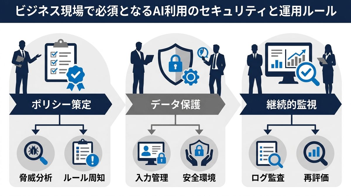 図解：ビジネス現場で必須となるAI利用のセキュリティと運用ルール