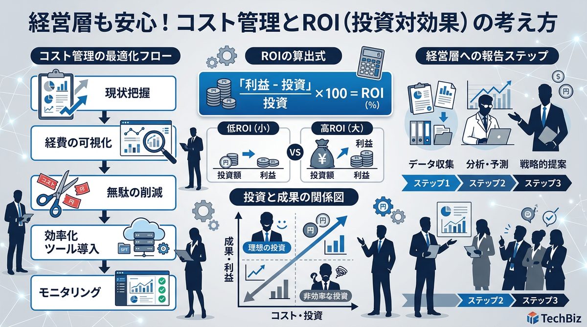 図解:経営層も安心!コスト管理とROI(投資対効果)の考え方