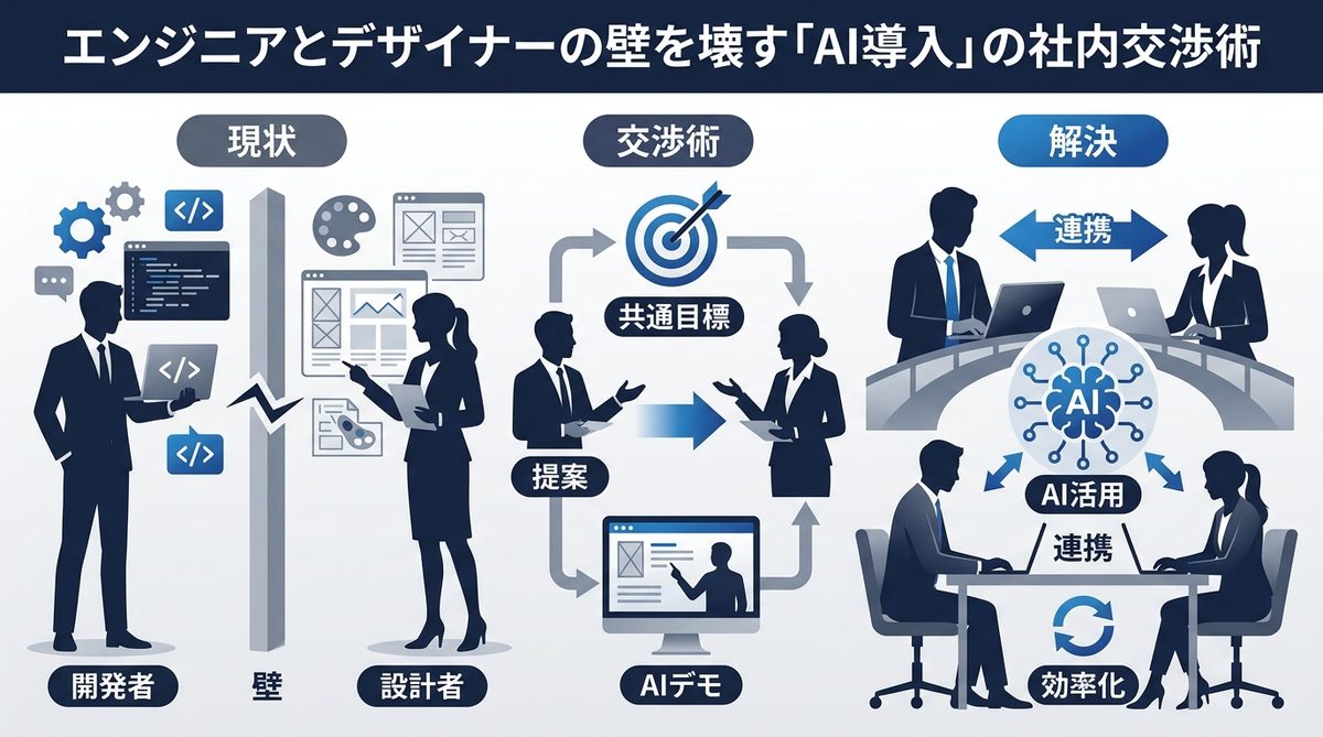 図解:エンジニアとデザイナーの壁を壊す「AI導入」の社内交渉術