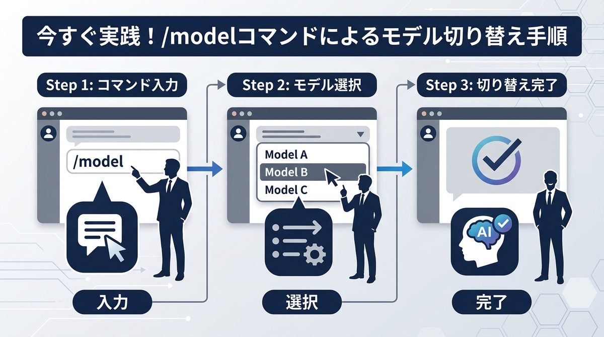 図解:今すぐ実践!/modelコマンドによるモデル切り替え手順