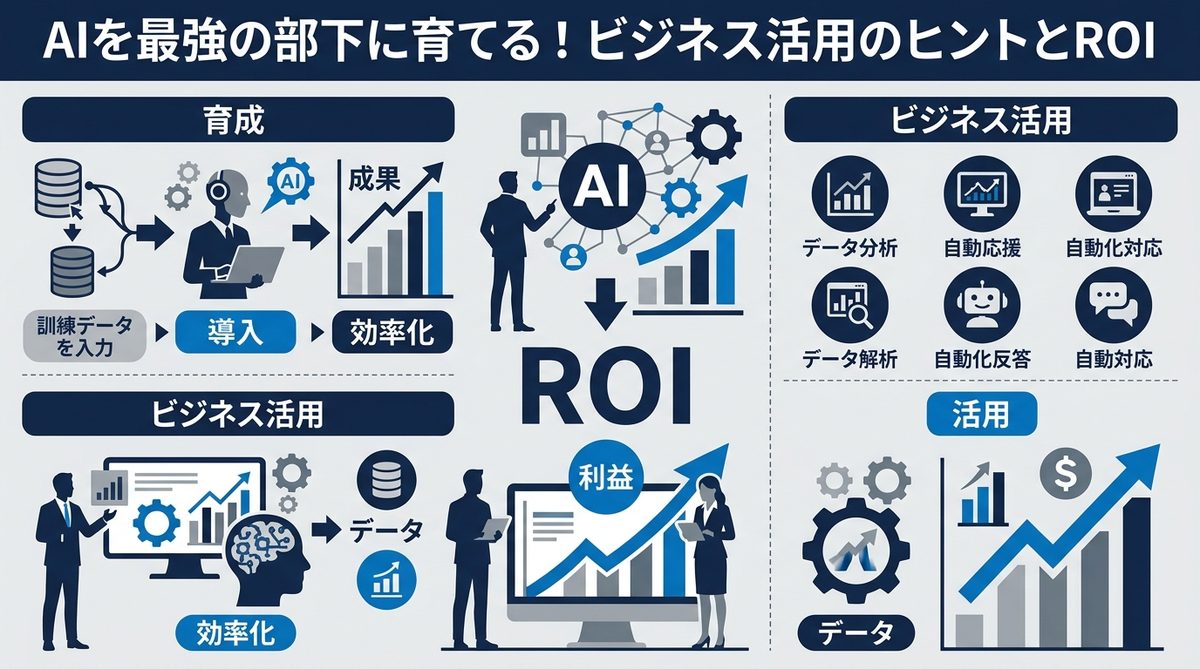 図解:AIを最強の部下に育てる!ビジネス活用のヒントとROI