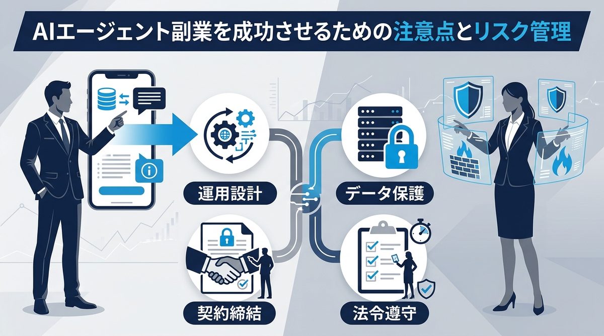 図解：AIエージェント副業を成功させるための注意点とリスク管理