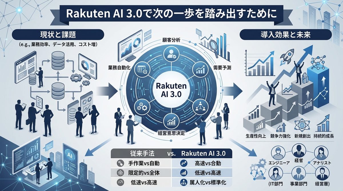 図解：Rakuten AI 3.0で次の一歩を踏み出すために