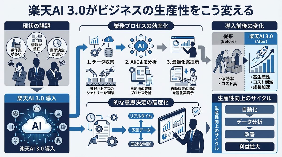 図解：楽天AI 3.0がビジネスの生産性をこう変える