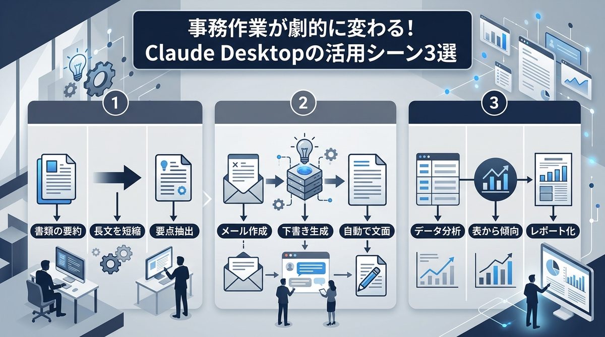 図解:事務作業が劇的に変わる!Claude Desktopの活用シーン3選