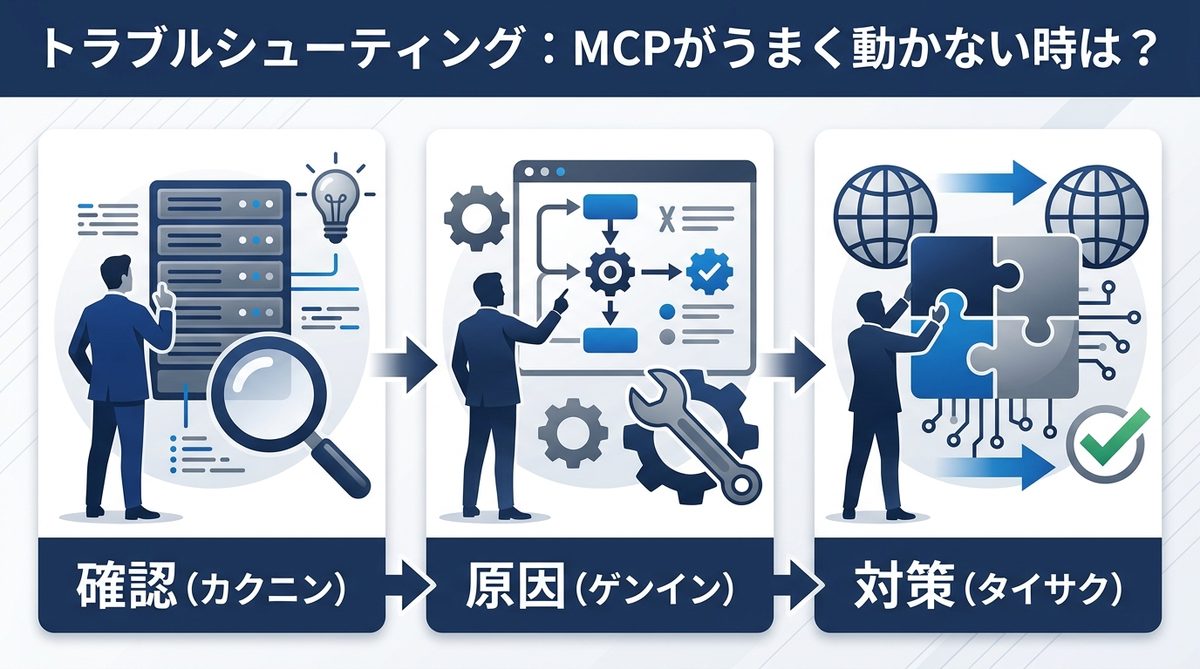 図解：トラブルシューティング：MCPがうまく動かない時は？