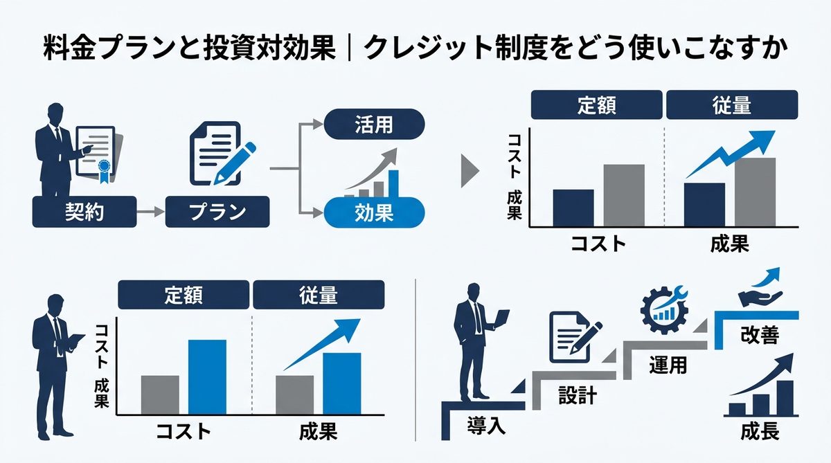 図解:料金プランと投資対効果|クレジット制度をどう使いこなすか