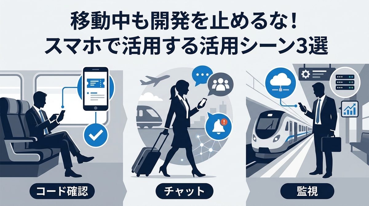 図解：移動中も開発を止めるな！スマホで活用する活用シーン3選